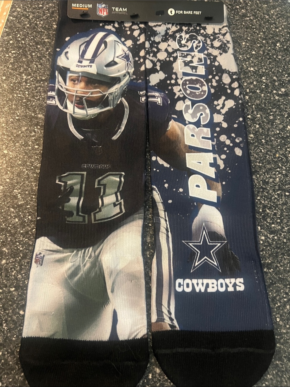 NFL Dallas Cowboys Navy Blue & White Player Graphic Crew Socks